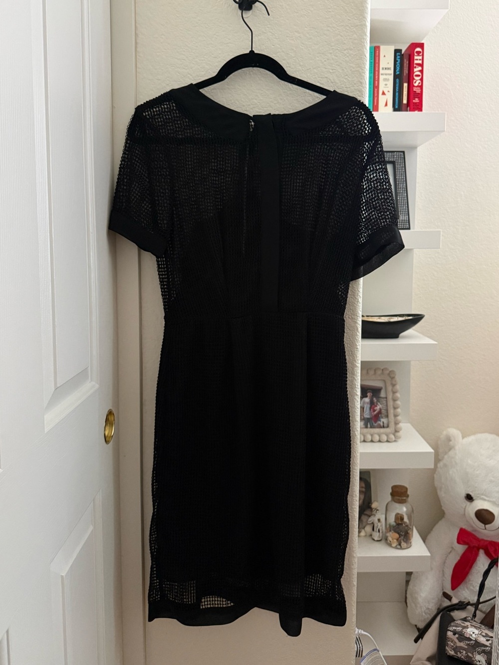 W118 by Walter Baker Black Open-Knit Midi Dress